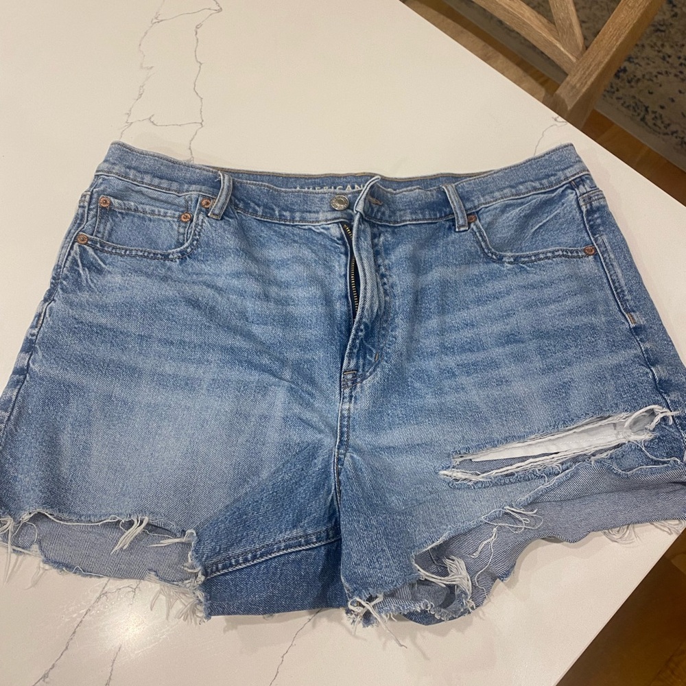 American Eagle Outfitters Blue Jean Shorts High-Waisted Distressed